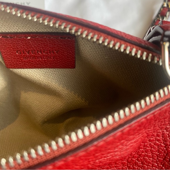 Givenchy Red Leather Mini Pandora Wristlet Pouch. - Picture 4 of 8